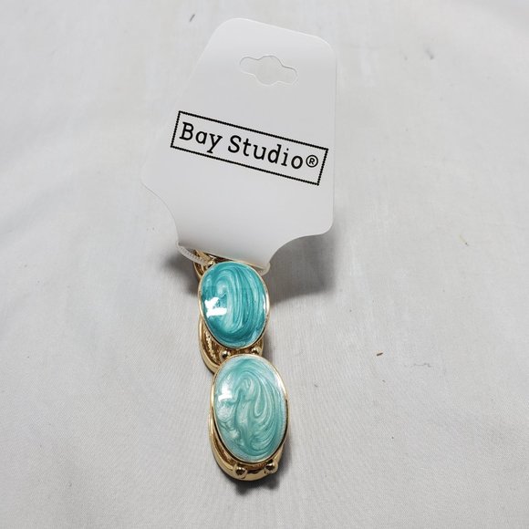 Coral bay gold with Aqua enameled stretch bracelet - Picture 5 of 5